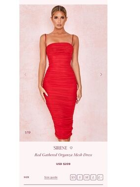 NWT House of CB Sirene Red Gathered Organza Mesh Dress SIZE SMALL(like a Size 4)